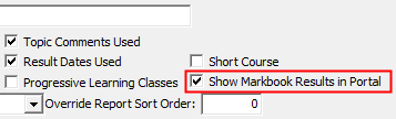 Subject Assessment Maintenance - Summary tab - Summary sub-tab (Show Markbook Results field cutdown)