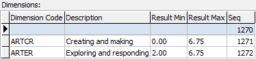 Subject Assessment Other Definition Maintenance window (Dimensions grid area)