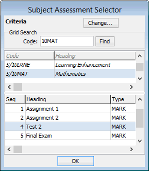 Subject Assessment Selector (after merging)