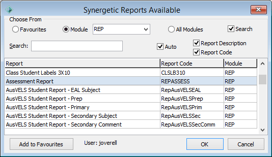 Assessments Crystal Reports