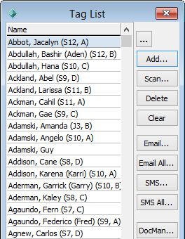Tag List window