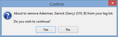 Tag list (Delete confirmation window)