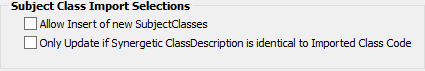 Timetable Import Export Definition - Subject Class Import Selections