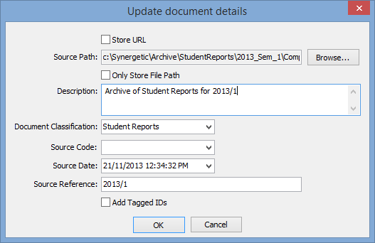 Update document details window