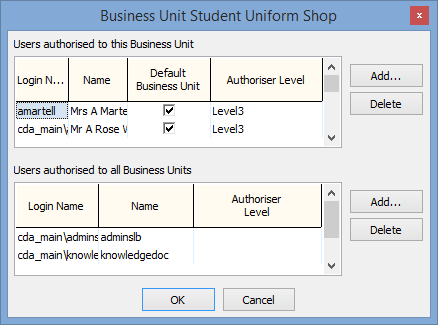 Finance Configuration Maintenance - Business Units tab (5)
