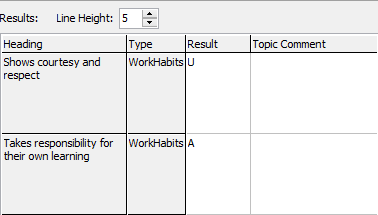 View Student Results (Line Height, Results grid area)