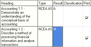 View Student Results (Results grid area fields)