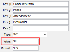 Configuration File Maintenance - Attendances2 - MenuOrder configuration setting