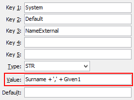 Configuration File Maintenance - NameExternal setting (value, cutdown)