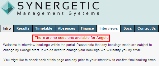 Configuration File Maintenance - NoSessionsAvailableForStudentMessage setting (value cutdown, portal)