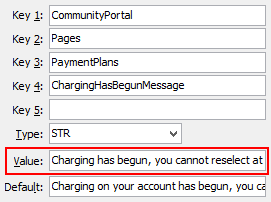PaymentPlans - ChargingHasBegunMessage configuration setting