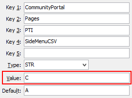 PTI SideMenuCSV configuration setting