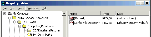 Registry Editor HLKM-Software-ComputingDirections-SynergeticCommunityPortal