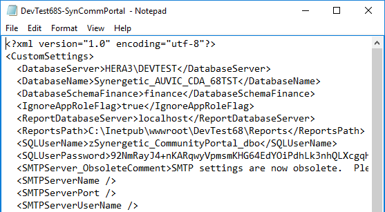 SynCommPortal xml configuration file
