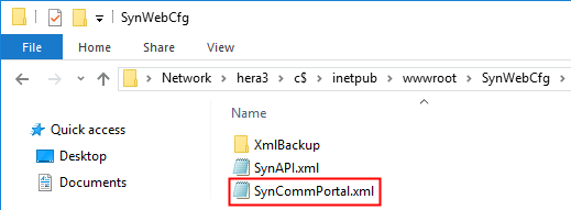Windows Explorer - navigate to the SynwebCfg directory