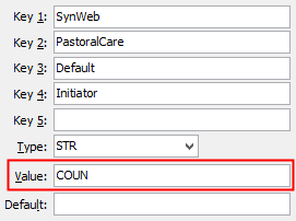 Configuration File Maintenance - PastoralCare - Default - Initiator