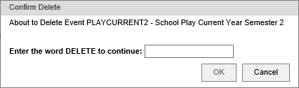 Confirm delete window (Events, Synweb)