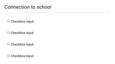 Connection to school section (Four checkbox inputs)