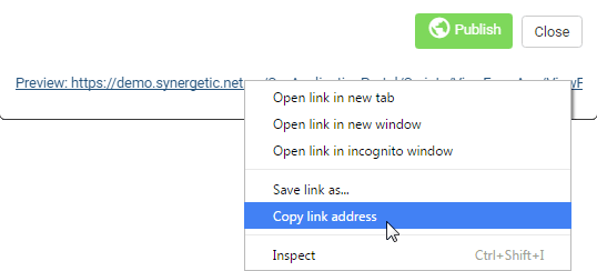 Copying form URL