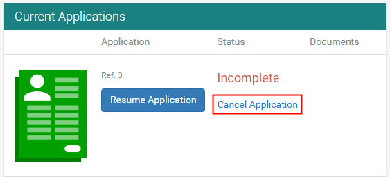 Z:\Customers\Computing Directions\AuthorIT\Screen captures\Current applications areal (Populated, cancel application highlighted)