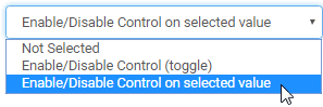 Event action drop-down list (Enable control on selected value)