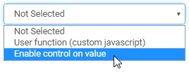 Event action drop-down list (Enable control on value selected)