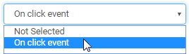 Event Manager window (On click event selected)