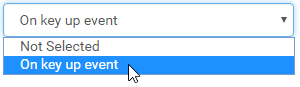 Event Manager window (On key up event selected)