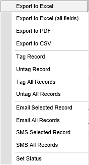 Events Maintenance - Current Attendees bar (right-click menu)