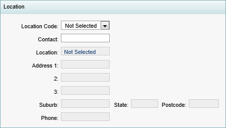 Events Maintenance - Location bar (synweb)