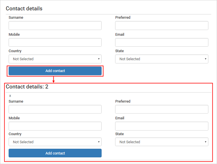 Form (Duplicate parent panel button highlighted)