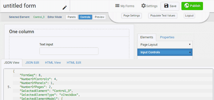 Form editor code view