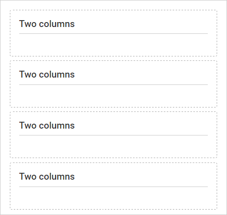 Four two-column layout sections