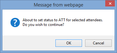 Message from webpage window (Confirm attendee status)