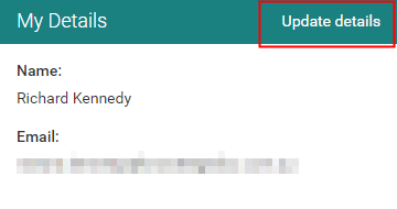 My Details area (Update details link)
