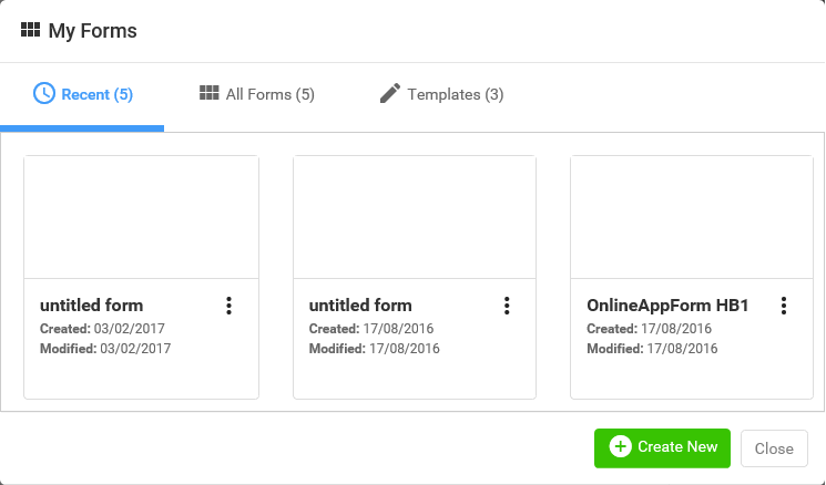 My Forms window