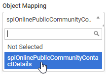 Object Mapping drop-down list (spiOnlinePublic...)