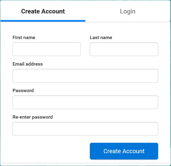Online application landing (Create account tab)