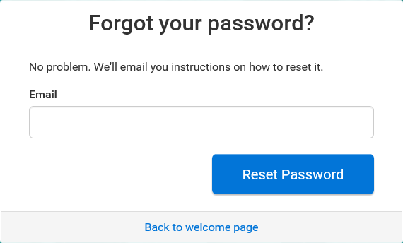Online application landing (Forgot your password window)