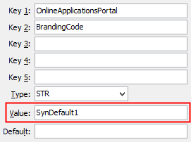OnlineApplicationsPortalBrandingCode configuration setting