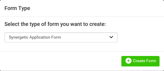 Online Form Editor (Create new, Form Type window)