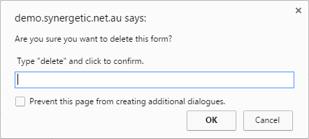 Online Form Editor (delete window)