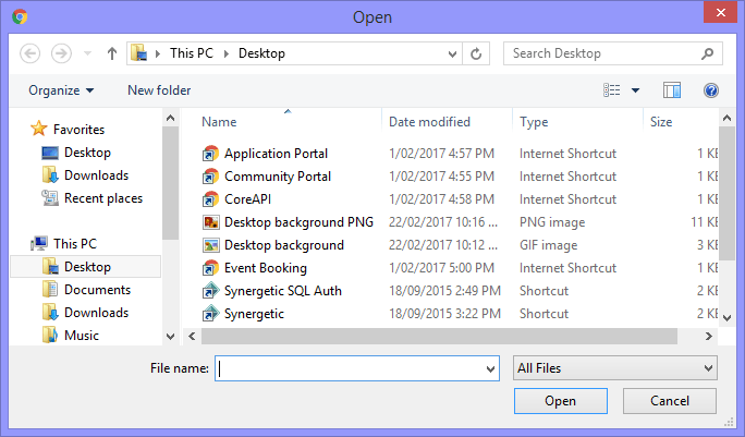 Open window (Uploading application documents)