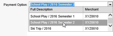 Payment option (selection)