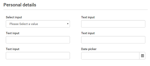 Personal details (Public contact details form with Date picker)