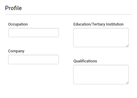 Profile section (Fields named)