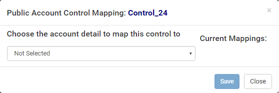 Public Account Control Mapping window (initial)