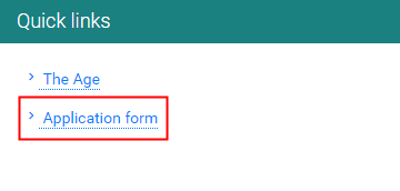 Quick Links area (Application form link)