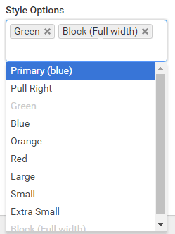 Style Options drop-down list (Button styles)