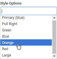 Style Options drop-down list (Orange selected)